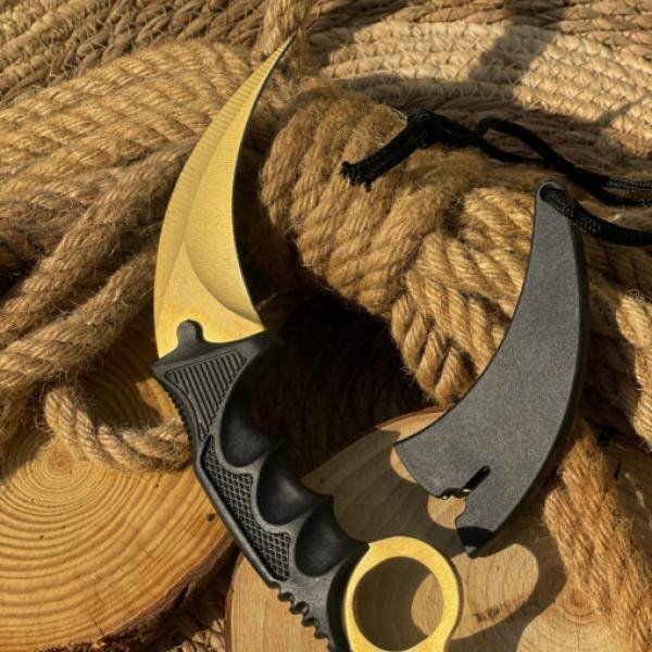 Golden Karambit Knife | Curved Tactical Karambit with Finger Ring