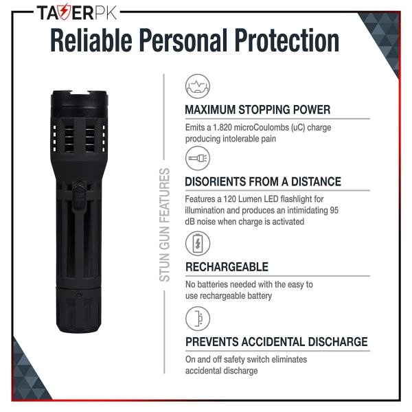 Taser TS-2000-36 Billion Mini Stun Gun – Rechargeable with LED Flashlight